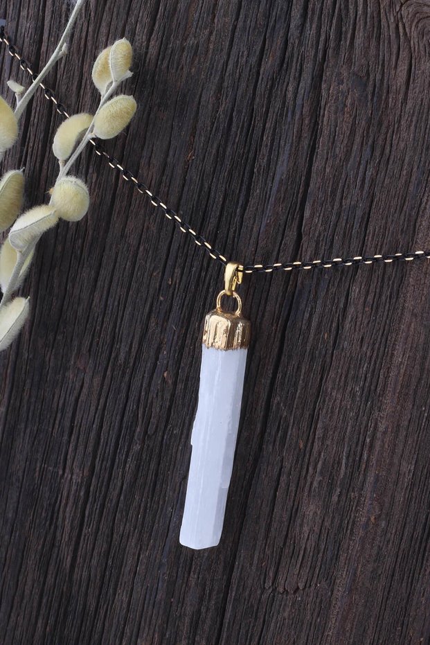 Selenite Stone Necklace Natural Stone Necklace - Kl0454