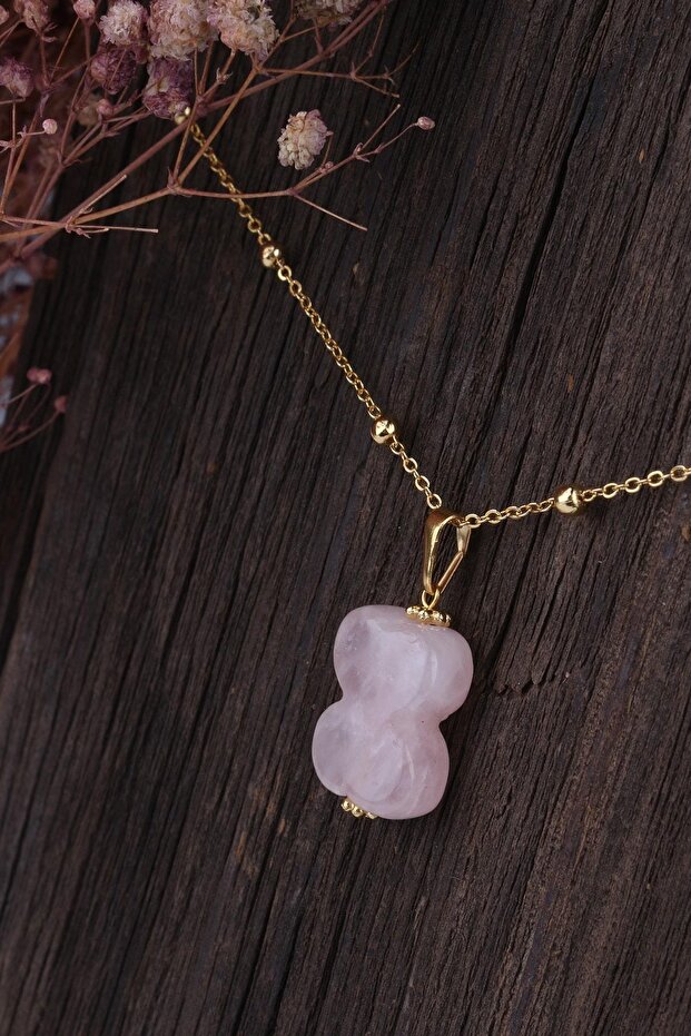 Pink Quartz Stone Women's Necklace -200168