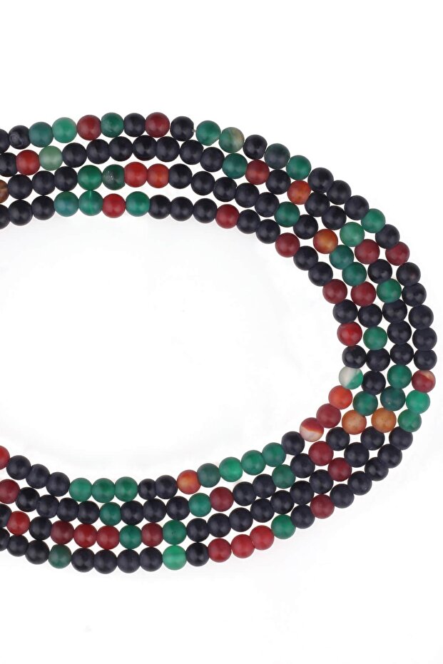 4 Mm Green Black Coffee Matte Coffee Agate Stone String - Dizi0256
