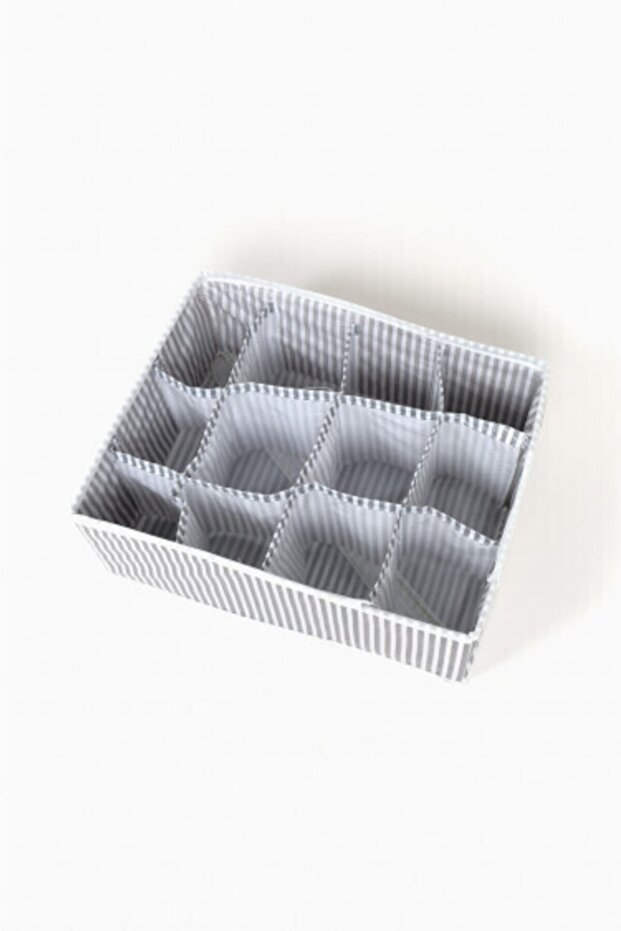 منظم أدراج مكون من 12 حجرة باللونين الرمادي والأبيض