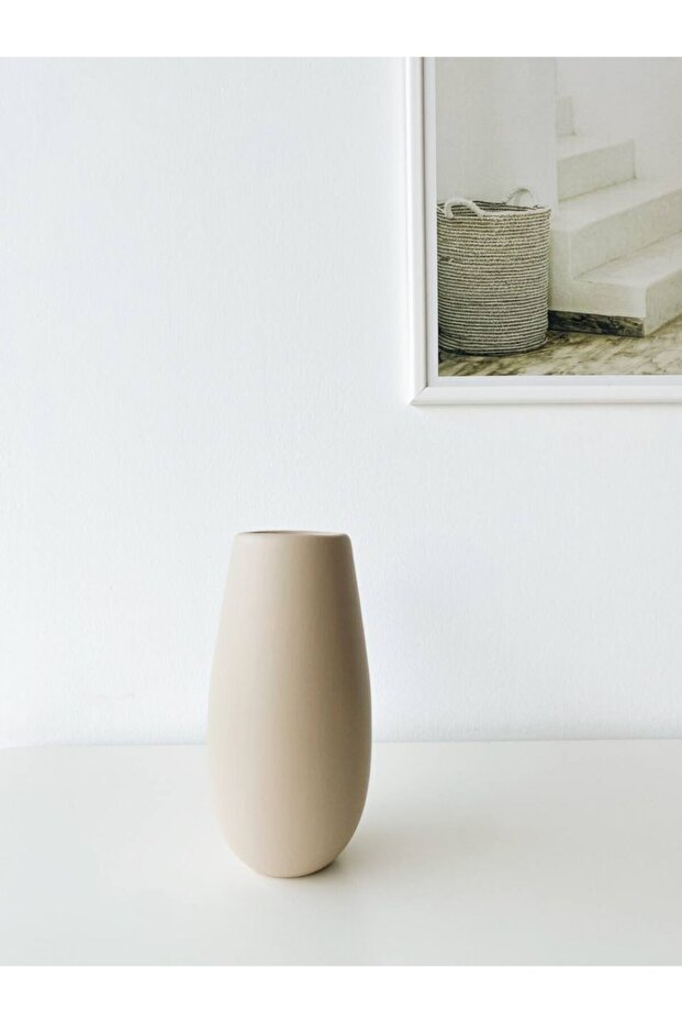 مزهرية سيراميك رول - بيج صغير - 1