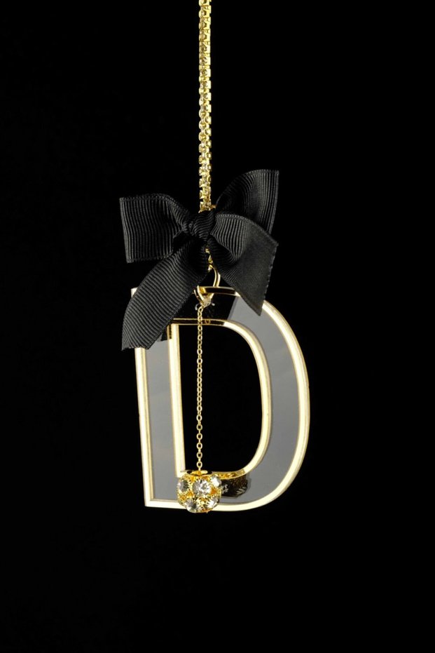 Gold Transparent Rearview Ornament Letter D