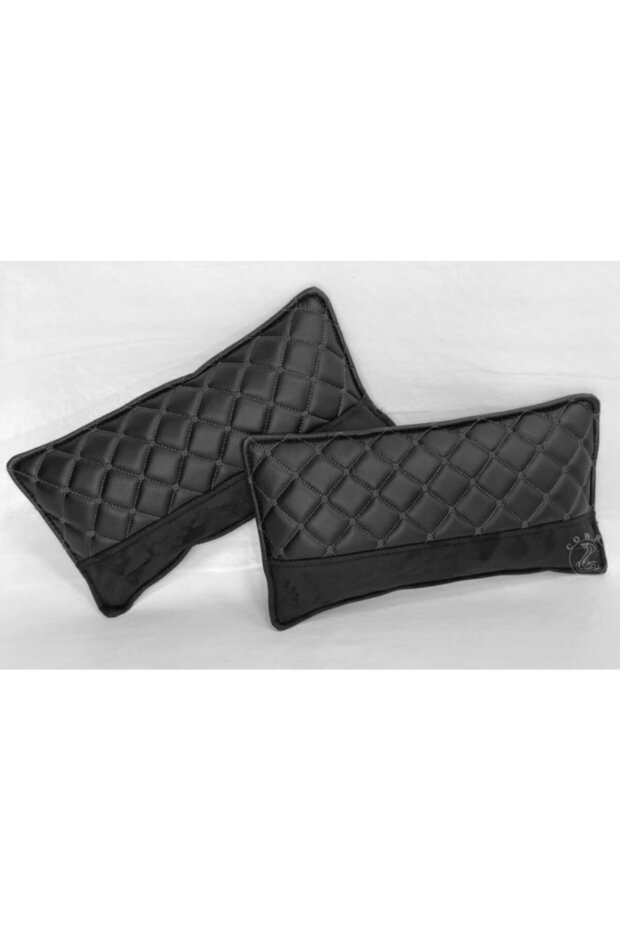 Car Pillows + 5 Years Warranty / First Class Quality Black Stitched Capiton (2 Pieces)