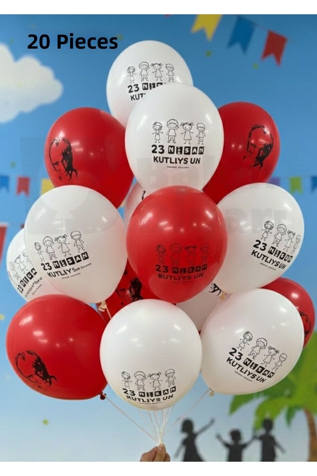 20 Pcs Ataturk Turkish Flag Balloon Premium Latex