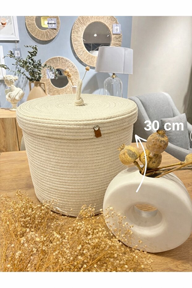 سلة تنظيم متعددة الأغراض من فيكتور مع غطاء، وعاء زهور بغطاء، منظم بغطاء 30x30 - حجم متوسط