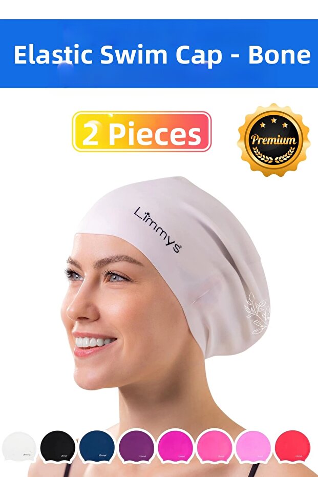 Premium Waterproof Silicone Swimmer Pool And Sea Cap Elastic Swimming Hat Set of 2