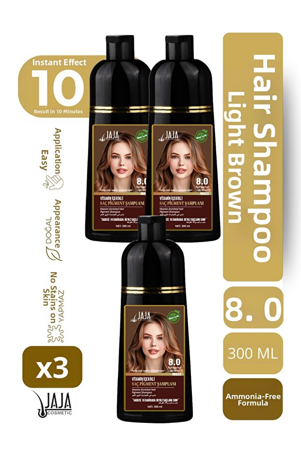 Light Auburn Light Brown Hair Shampoo 8.0 | 300 ml X 3 Pieces & for Whites