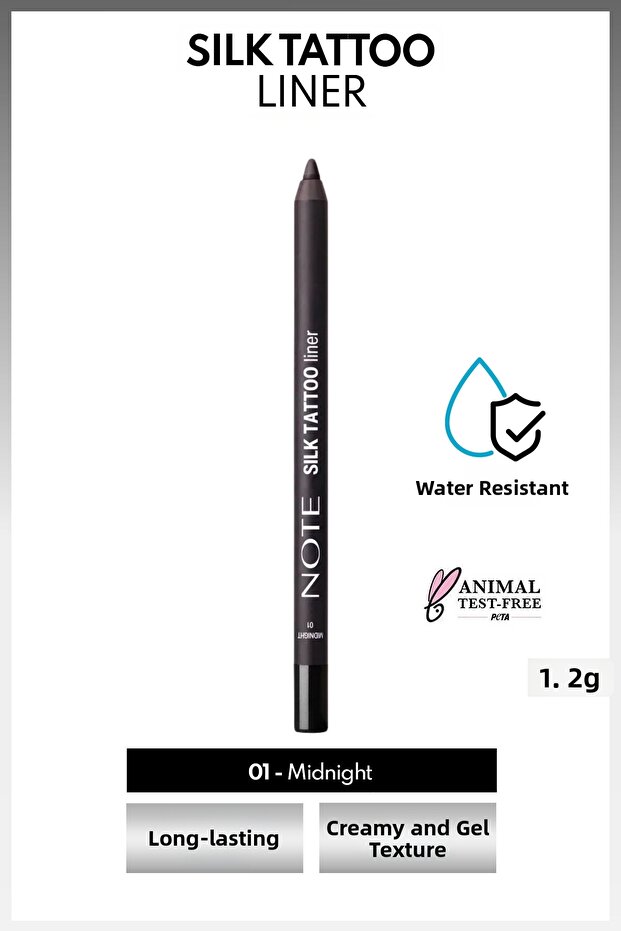 Silk Tattoo Liner Waterproof Silky Gel Eyeliner - 01 Midnight - Black (Matte)