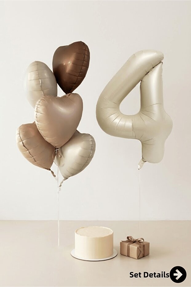 Retro 4 Year Old Number Foil Balloon Set of 6 Party Decoration