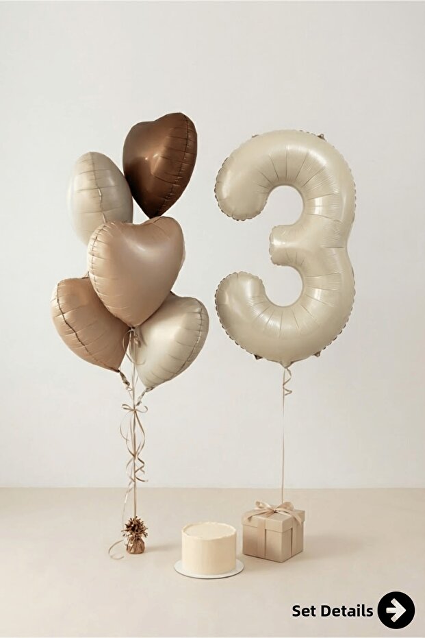 Retro 3 Year Old Number Foil Balloon Set of 6 Party Decoration