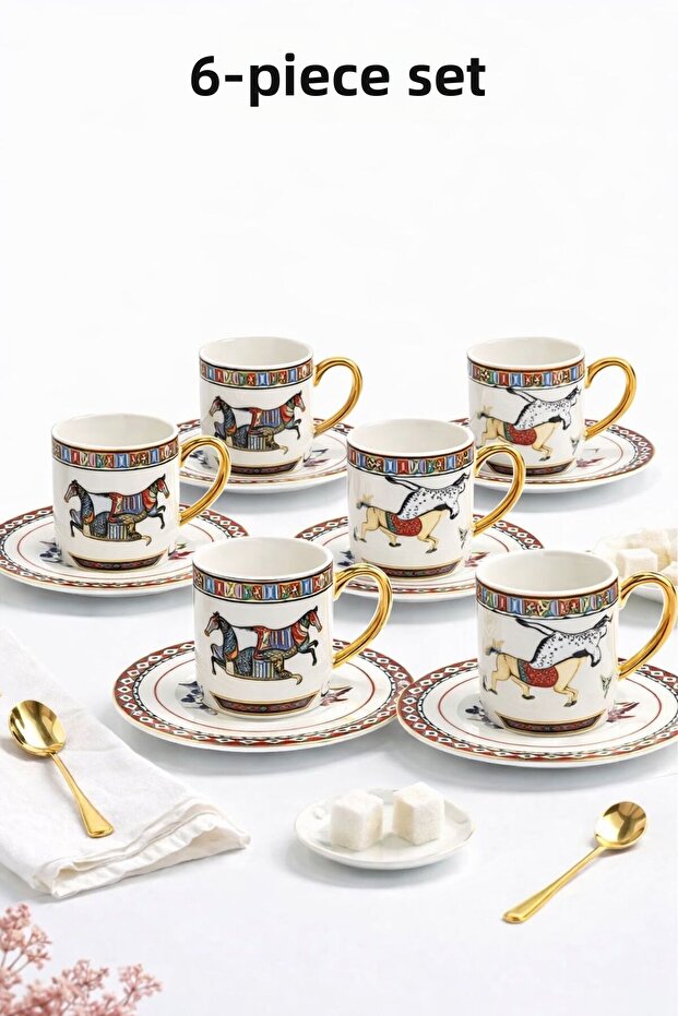 Aurevia Gold – Set of 6 Porcelain Coffee Cups | Prestige Collection