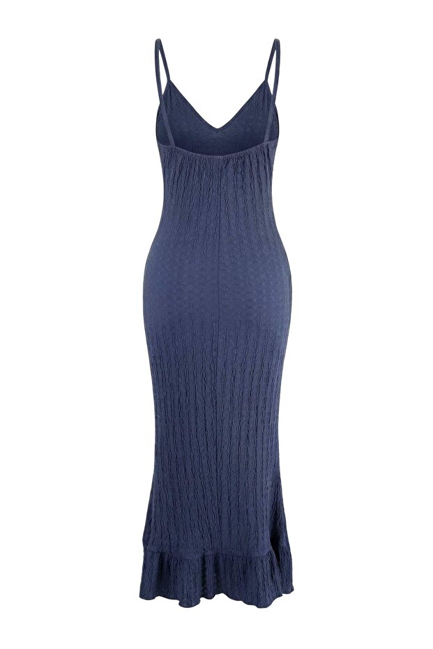 Indigo Örme Maxi Fırfırlı Plaj Elbisesi TBESS26EL00013 - 4