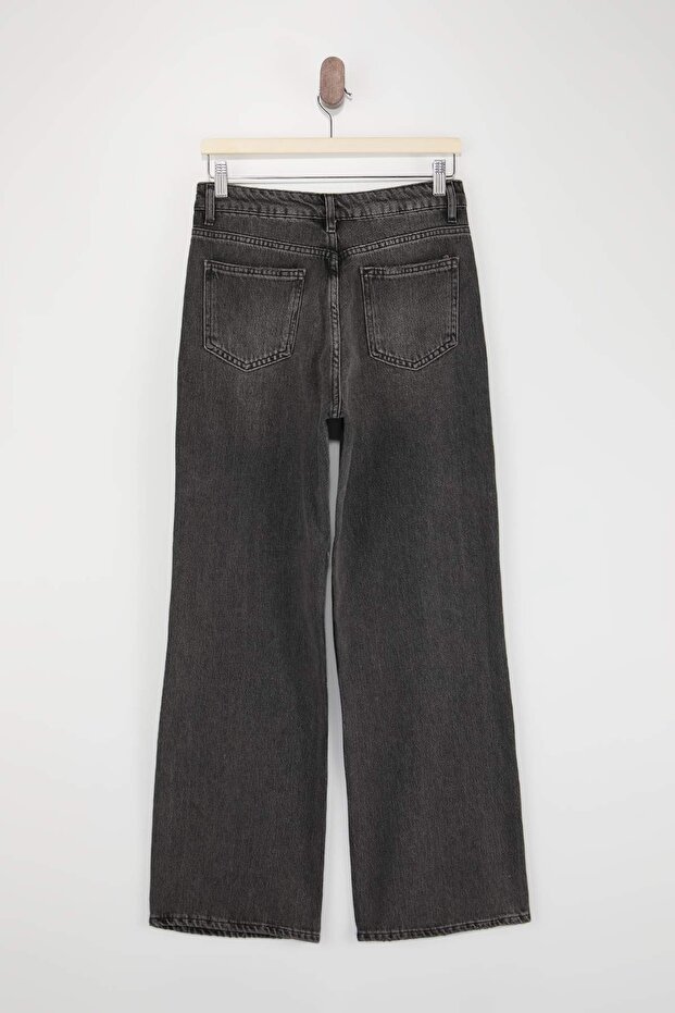 Siyah More Sustainable YUMUŞACIK Tencel Karışımlı Yüksek Bel Wide Leg Jeans TWOSS26JE00134 - 7