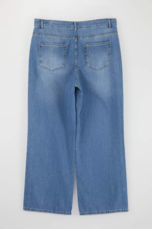 Mavi Yüksek Bel Loose Straight Fit %100 Pamuk Non-Stretch Büyük Beden Jeans TBBSS26CJ00032 - 5