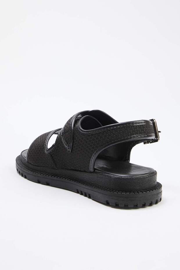 Siyah Çift Bantlı Kadın Sandalet TAKSS26SD00006 - 5