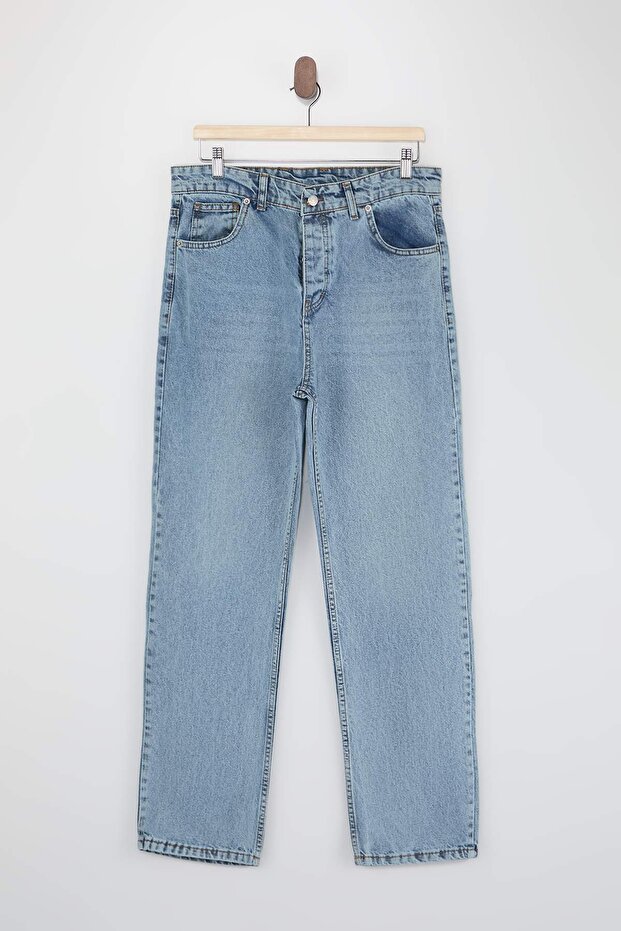 Açık Mavi Baggy/Geniş Kalıp Bol Kot Pantolon Jeans TMNAW24JE00027 - 4
