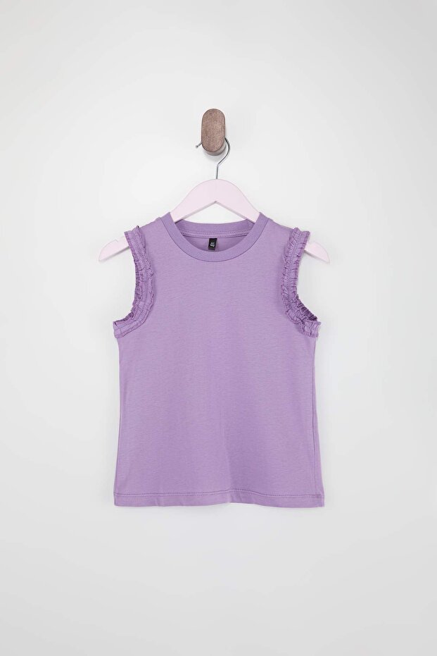 Lila-Pudra-Mint 3'lü Kız Çocuk Örme Atlet TKDSS26AL00005 - 9