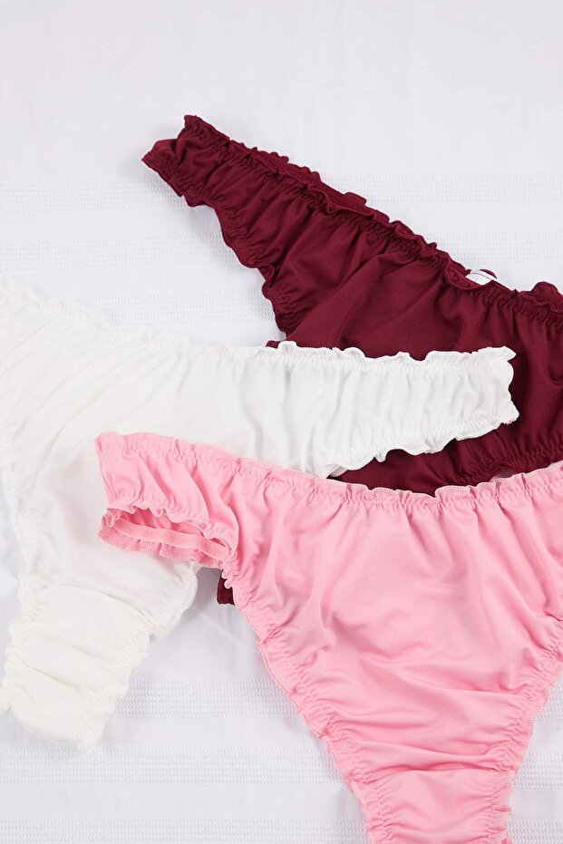 Çok Renkli 3'lü Paket Tanga Büyük Beden Külot TBBSS26CM00002 - 6