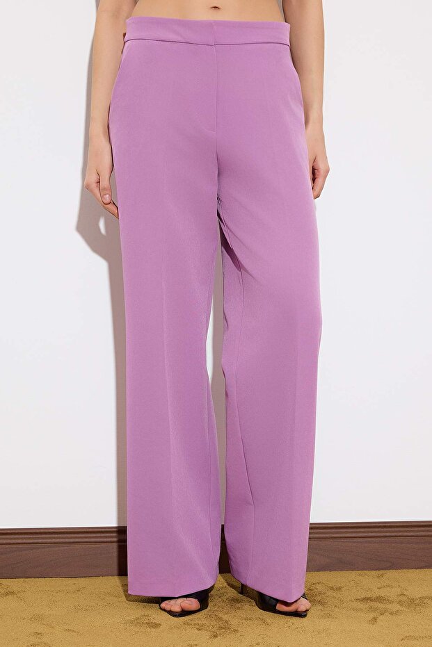 Limited Edition Lila Wideleg Dokuma Premium Pantolon TWOSS26PL00057 - 5