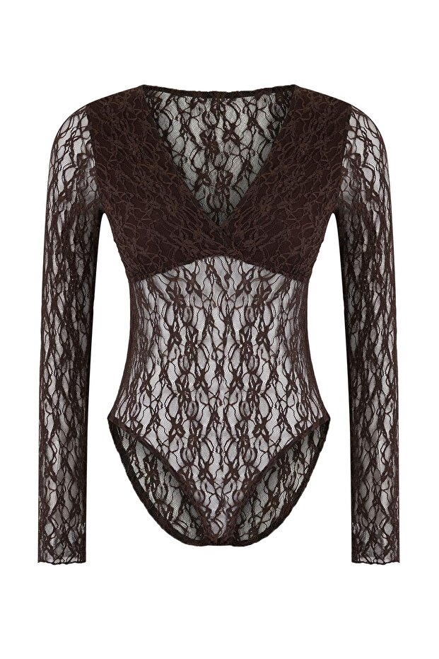 Kahverengi Dantelli Body Suit TDRSS26BZ00022 - 7