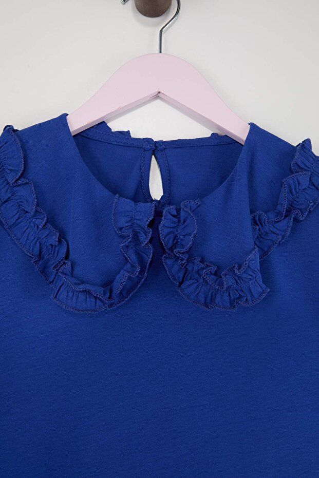 Indigo Bebek Yaka Kız Çocuk Örme T-Shirt TKDSS26TS00023 - 5