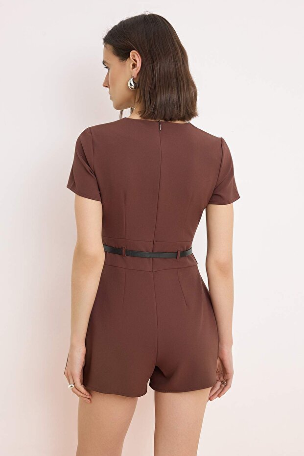 Kahverengi Geniş Paça Tulum TWOSS24TU00049 - 5