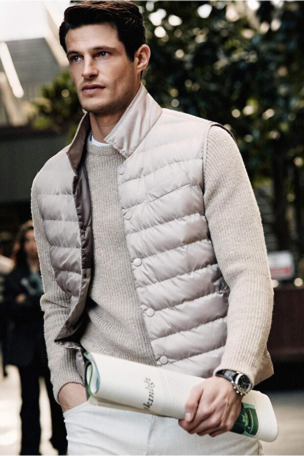 Regular Fit Düz Bonded Yelek - 1