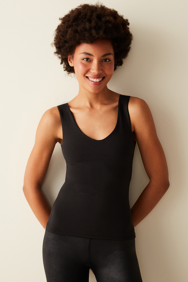 V-Neck Black Top - 1