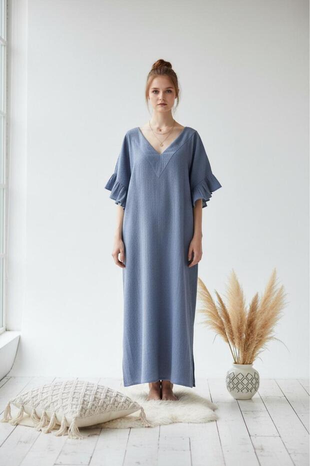 SUZAN Ruffle Sleeve V-Neck Dress