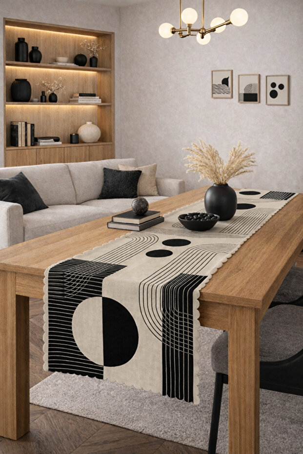 خطوط خفيفة وكائنات هندسية منقوشة عداء ديكور مطبوع رقميًا - 5