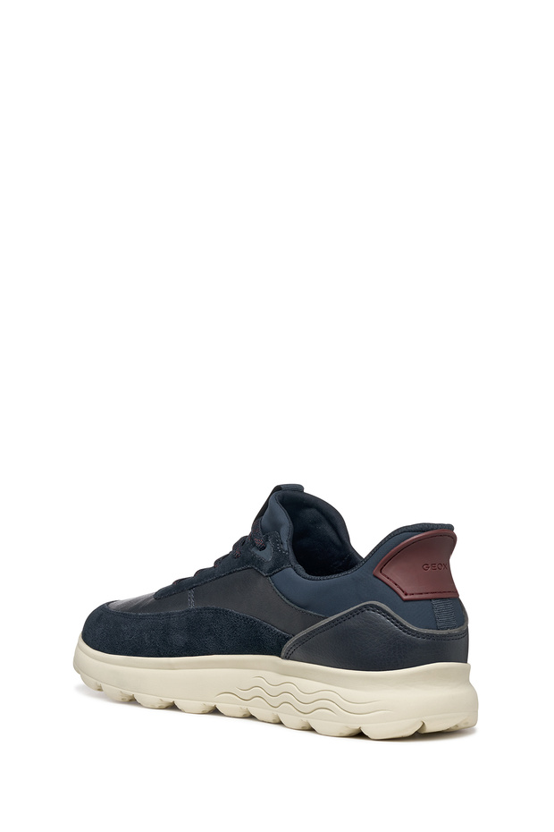 Men's Navy Blue U Spherica Plus a - Nappa+Suede Lace-Up Thick Sole Sports Shoes, Suede Sneaker U56 - 7