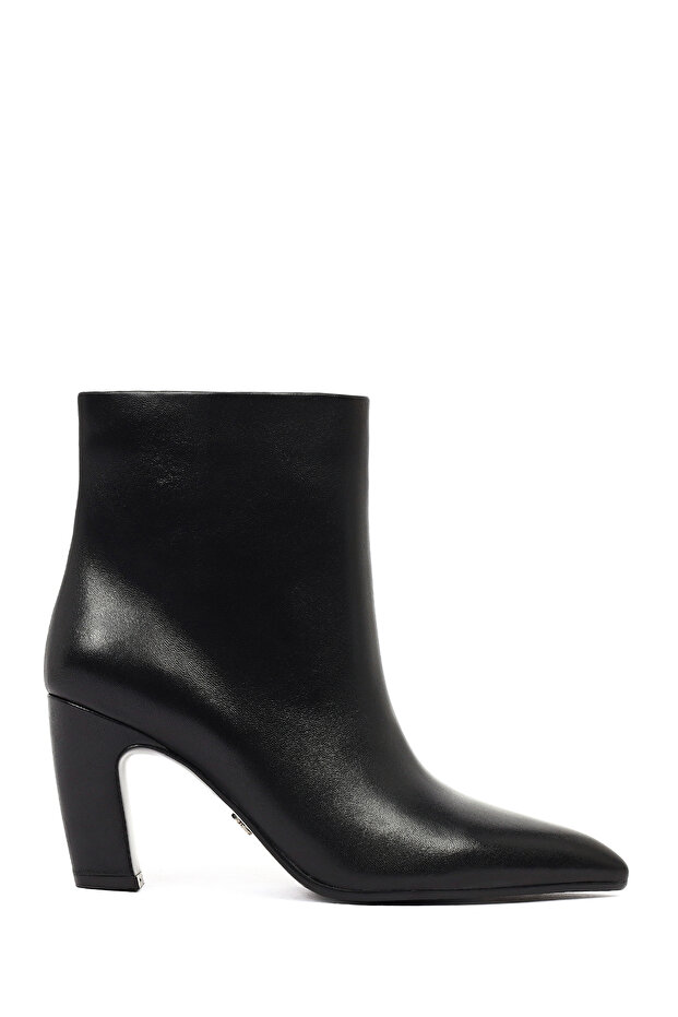 Women's Black Thick Heeled Leather Boots 25Wfd491118