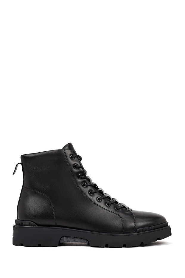 Men's Black Zippered Leather Casual Boots 25Wfd695818