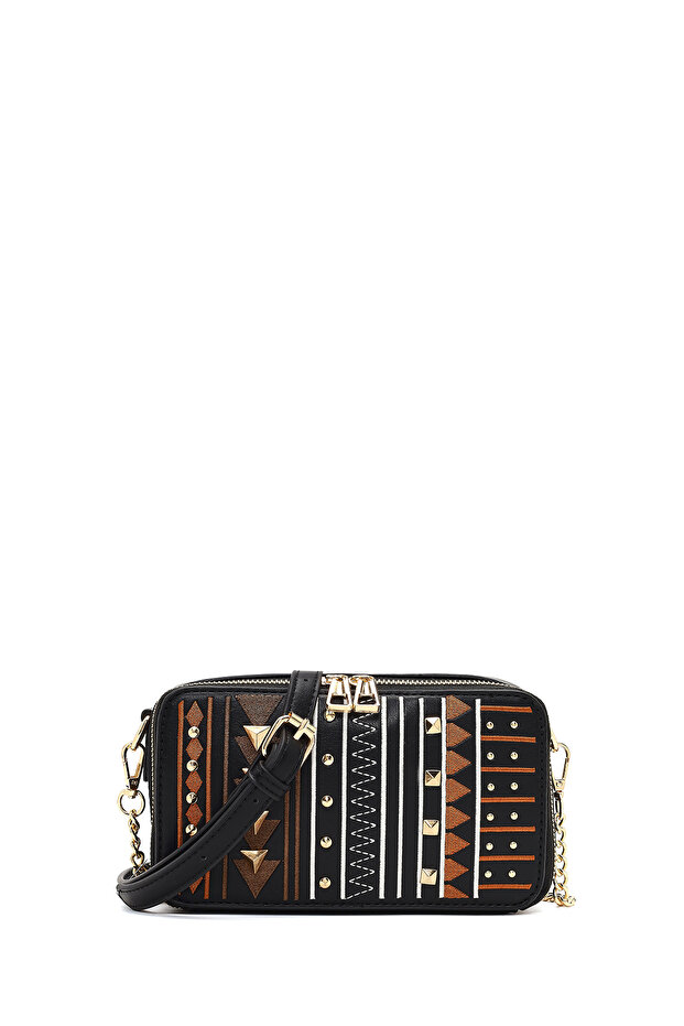 Women's Black Long Strap Printed Crossbody Bag 25Abd264526