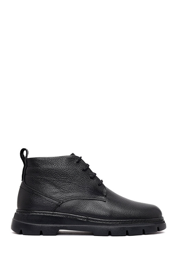 Men's Black Lace-Up Leather Casual Boots 25Wfd7515Ft