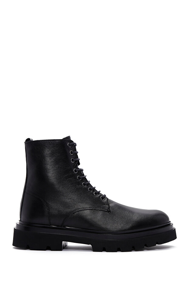 Men's Black Zippered Leather Casual Boots 25Wfd620318