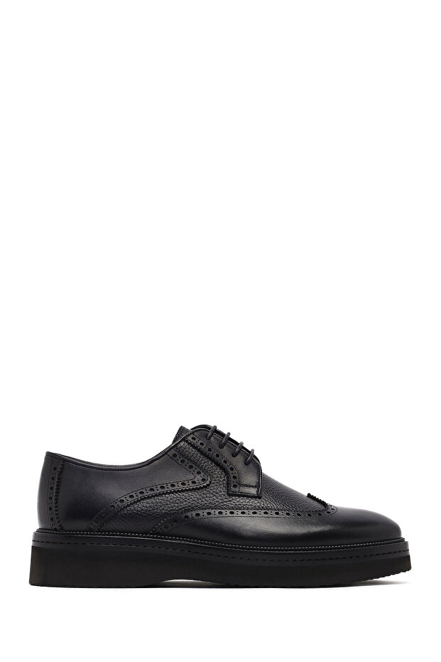 Men's Black Lace-Up Leather Casual Shoes 25Wfd602914
