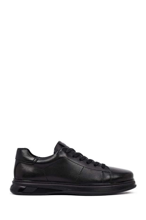 Men's Black Lace-Up Genuine Leather Casual Sneaker,Winter Sports Shoes 25Wfd676918