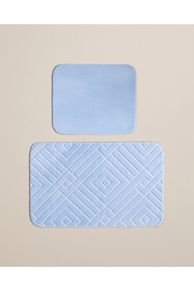 Twillow Non-Slip Base Bath Mat Set 60X100 cm + 50X60 cm Light Blue