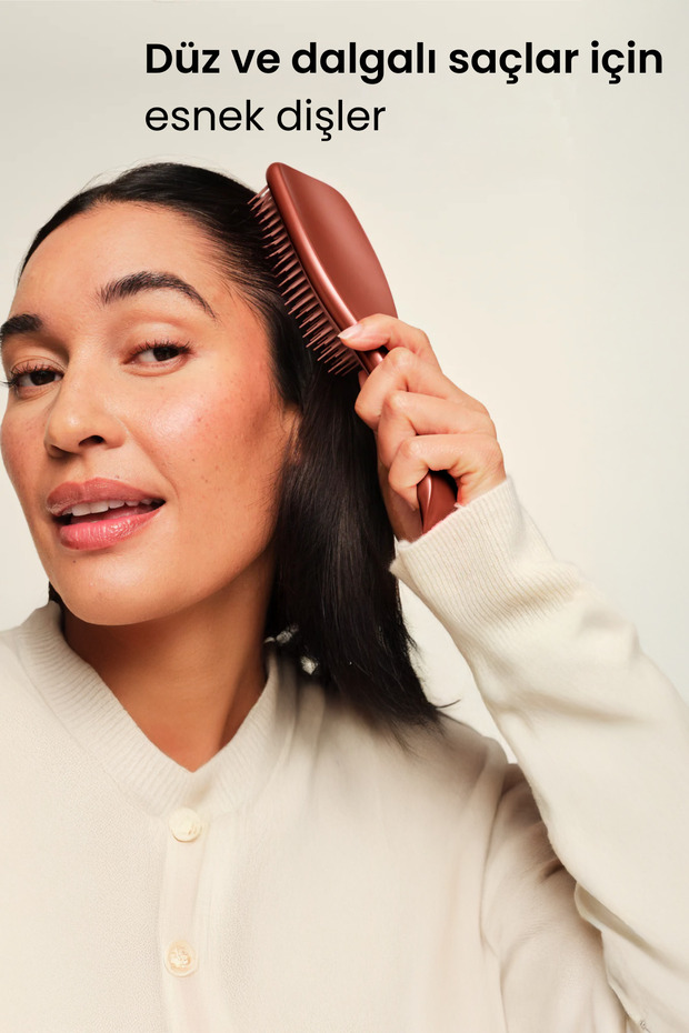 Ultimate Detangler Chrome Choc Bronze Islak & Kuru Düz ve Kıvırcık Saçlar için Saç Fırçası-Tarak - 5