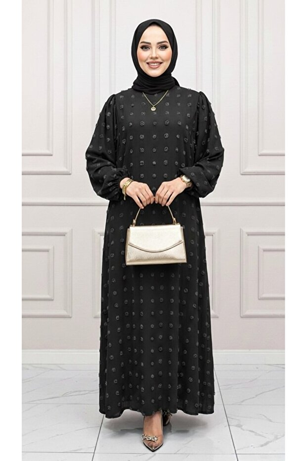 GÜLRU ELBİSE Rochie neagră de damă, din țesătură Ayrobin importată, de sezon - 1