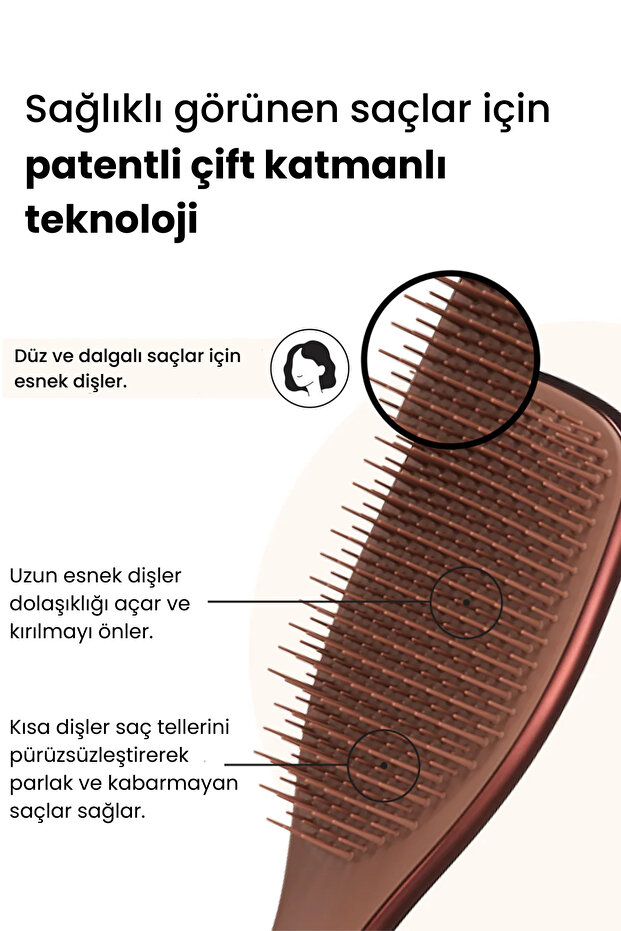Ultimate Detangler Chrome Choc Bronze Islak & Kuru Düz ve Kıvırcık Saçlar için Saç Fırçası-Tarak - 4