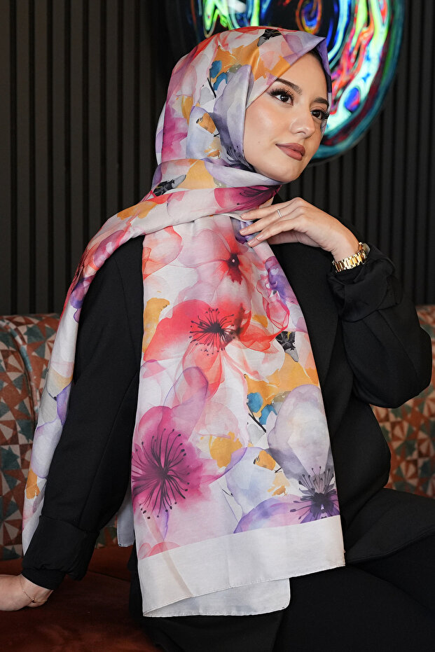 شال من القطن الناعم بنمط الأوركيد - 2