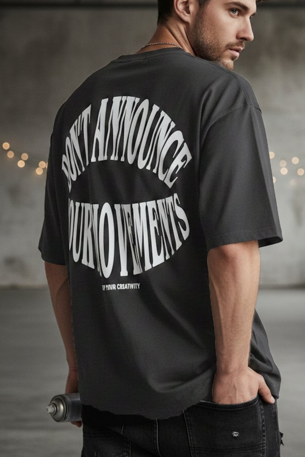 Men's Dont Announce Kabaran Print Smoked Crew Neck Oversize Salas T-Shirt