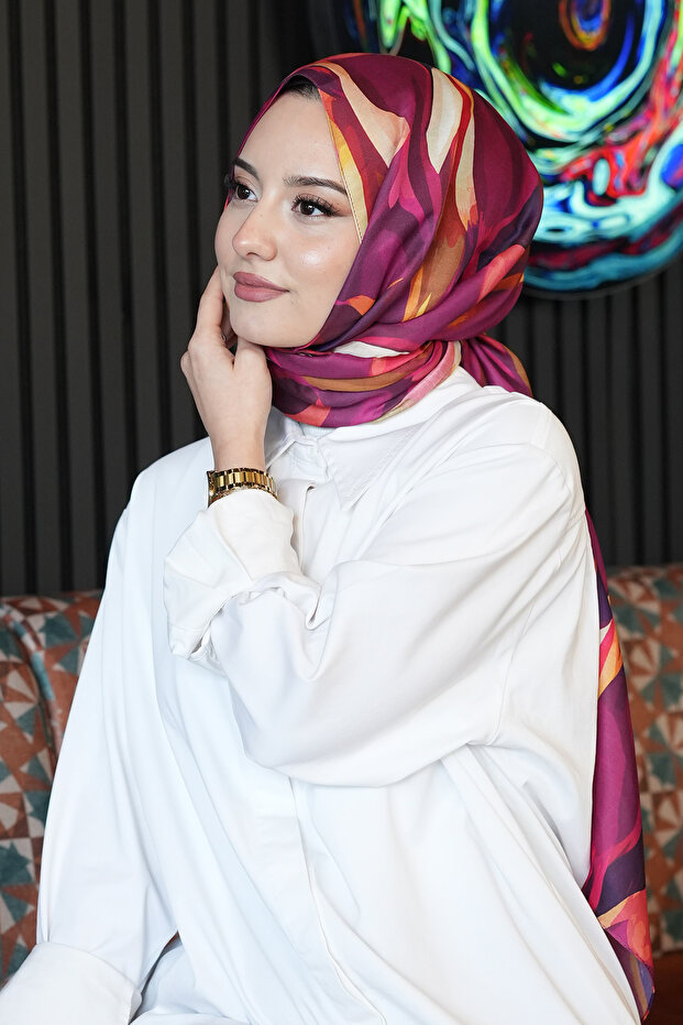 Abstract Leaf Pattern Mustard Soft Cotton Shawl - 2