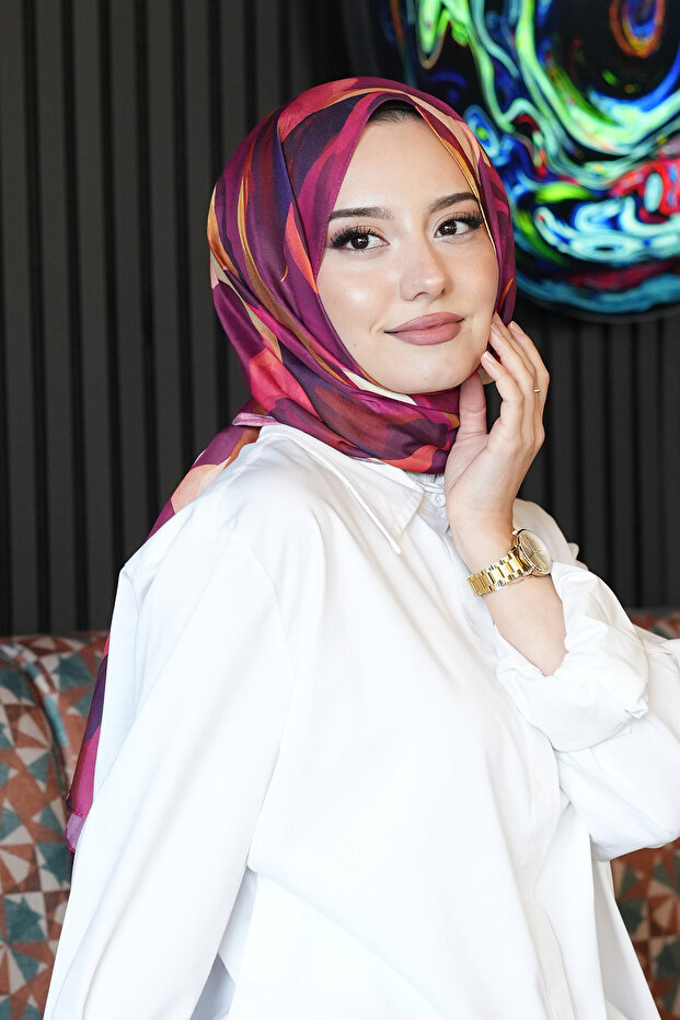 Abstract Leaf Pattern Mustard Soft Cotton Shawl - 3