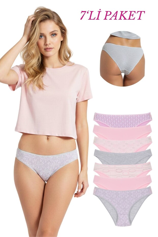 18001-3 Women's 7-Piece Pinks Bikini Panties Pack V7