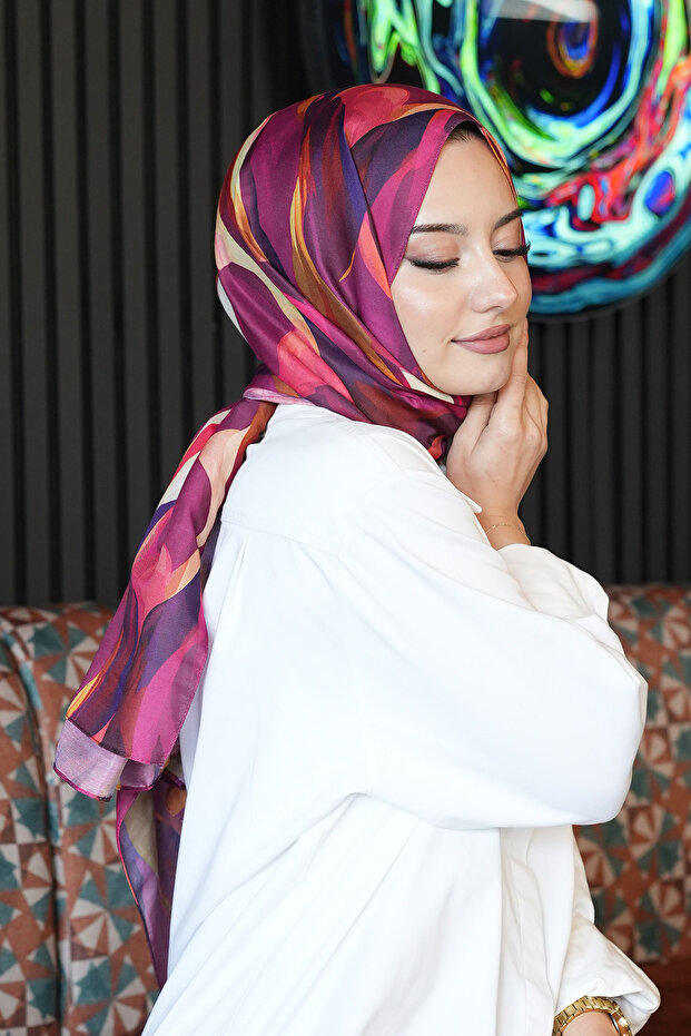 Abstract Leaf Pattern Mustard Soft Cotton Shawl - 4