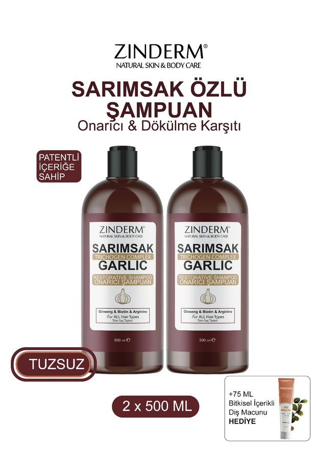 Salt-Free Garlic Shampoo Anti-Hair Loss, Helps Fast Growth, Anti-Hair Loss 2 X 500 ml