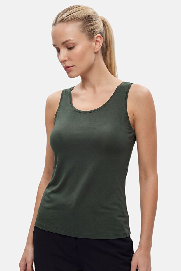 Kadın Kalın Askılı Basic Atlet Body Bluz - 2